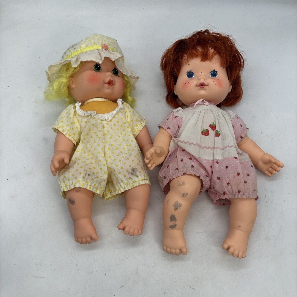 VTG 1982 Kenner Strawberry Shortcake & Lemon Meringue Dolls Mostly Complete 16"